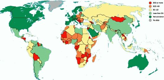 aid per capita map aid per capita